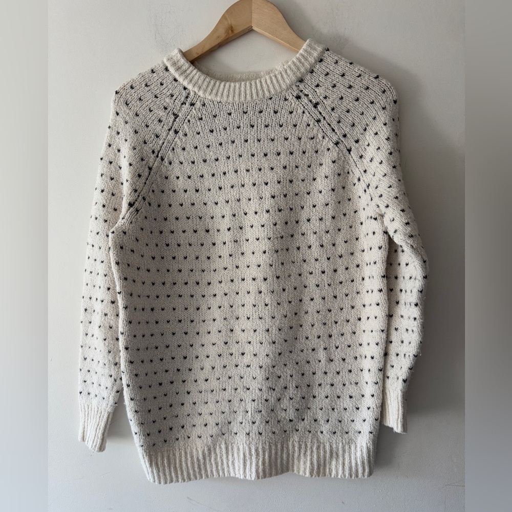 Aerie Heart Print Crewneck Cozy Sweater‎